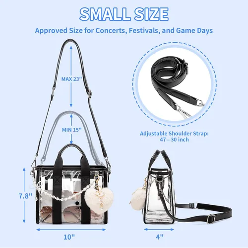 Vista 3 de Mini bolsa de mano, bolsa de playa iridiscente, bolsa transparente para eventos de estadio, conciertos, bolso resistente al agua con correa cruzada