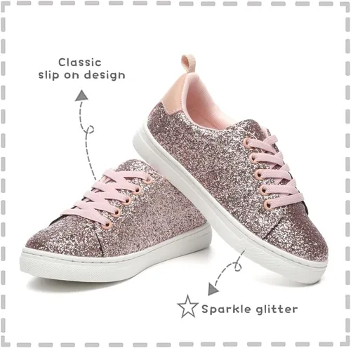 Vista 2 de Bernal Zapatos deportivos con purpurina brillante para niñas, zapatos para caminar para niñosniños, zapatos casuales para la escuela