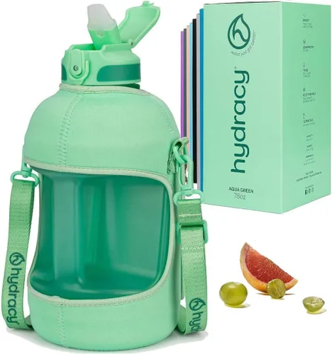 Vista 25 de Hydracy Botella de agua de plástico Tritan de 2.3 L sin BPA con correa de hombro ajustable, tapa a prueba de derrames y práctica boquilla de Lus