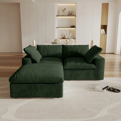 Vista 12 de Cloud - Sofá modular convertible de 80.3 pulgadas en forma de L para sala de estar con otomana de almacenamiento, sofás profundos minimalistas, Negro