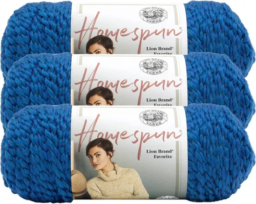 Vista 41 de Lion Brand Yarn Hilo Homespun, Hilo Suave y Voluminoso para Tejer, Ganchillo y Manualidades, 1 paquete, Beachside Stripes