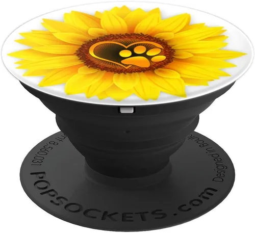 Vista 4 de Pata de perro con diseño de pata de perro, color amarillo, girasol blanco