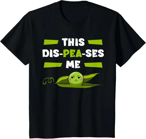 Vista 27 de Camiseta de semilla vegetariana de guisantes con flor de planta Dis-Peas-Ses Me, Negro