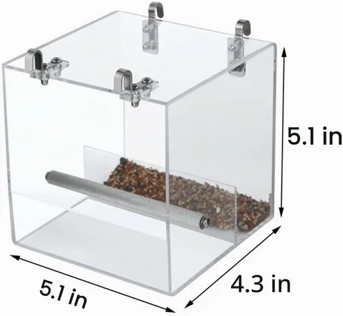 Vista 7 de Comedero automático para pájaros sin ensuciar, jaula para mascotas, contenedor de comida para semillas para periquito, canario, cacatúa, loro