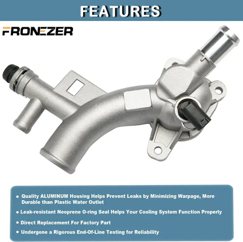 Vista 2 de Carcasa de termostato de refrigerante de motor de aluminio con salida de agua compatible con Chevy Cruze 2011-2016, Chey Sonic 2012-2020, Chevy Trax