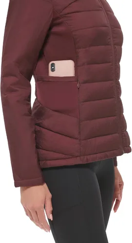 Vista 5 de Calvin Klein Paneles laterales ligeros de buceo para mujer con capucha y bolsillos con cremallera