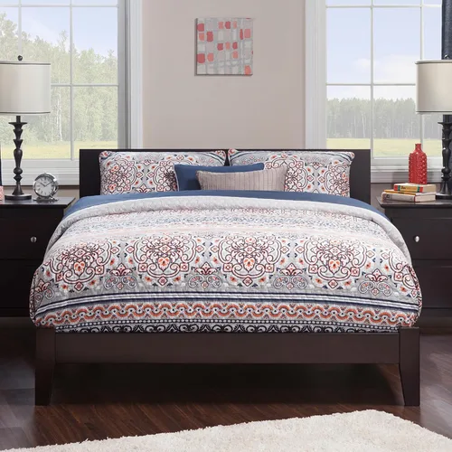 Vista 3 de AFI, Orlando - Cama King con plataforma de madera de perfil bajo, color espresso