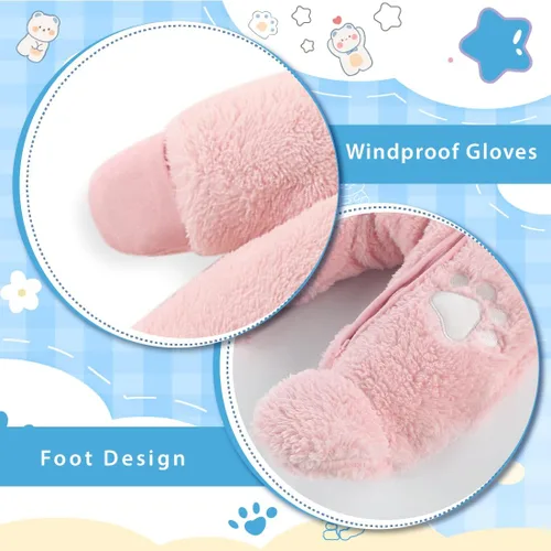 Vista 5 de Fairy Baby Traje de nieve para bebé recién nacido, con oso y mameluco de forro polar grueso, abrigo infantil para niñas y niños de 0 a 12 meses