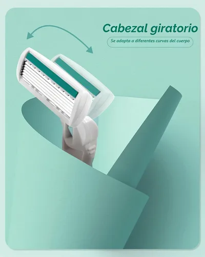 Vista 3 de 1 maquinilla de afeitar de viaje para mujer con 12 recambios de cuchillas, color verde