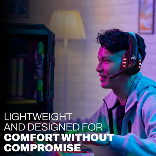 Vista 6 de GamePunk NightOwl LED Wired Gaming Headset with Microphone 6-Foot Cable wQuick Plug & Chat Functionality Adjustable Headband PC Gaming Headset