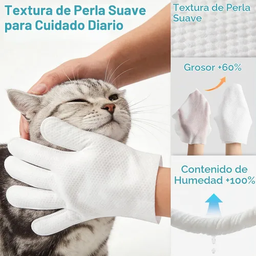 Vista 3 de Toallitas para guantes de mascotas para perros y gatos
