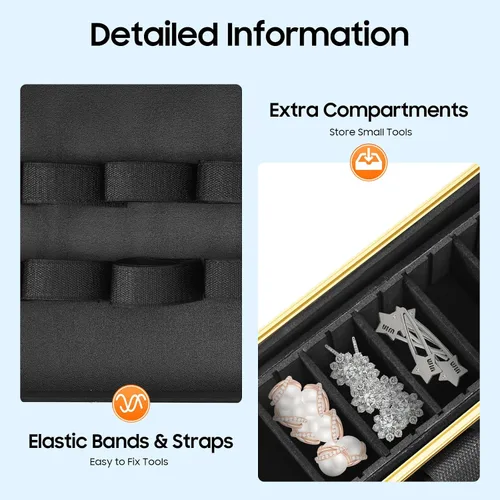Vista 5 de Herramienta de peluquería Estuche de viaje para peluquería Clipper Trimmer Holder Caja organizadora Caja de herramientas con cerradura, kit de corte