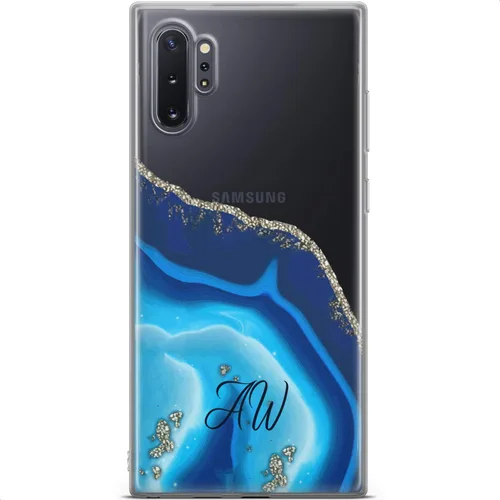 Vista 6 de Mertak Funda compatible con Samsung Galaxy A73 A72 5G A71 A70 A53 A52 A32 A50 A21s cubierta ligera azul flexible diseño silicona TPU monograma