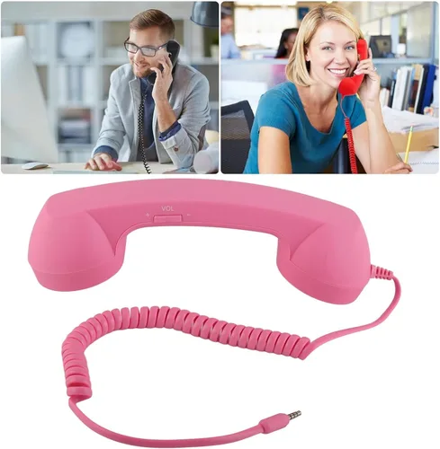 Vista 8 de Auricular de teléfono para teléfono celular, teléfono retro rosa con conector de 0.138 in, receptor de teléfono móvil, auriculares antiguos