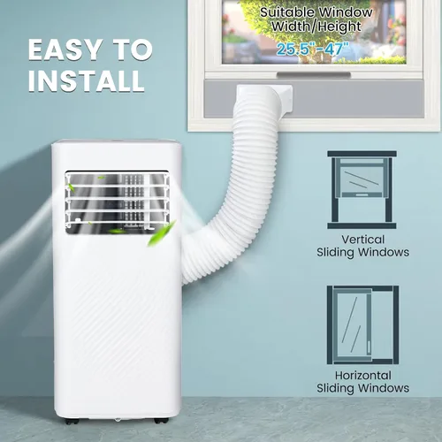 Vista 9 de GOFLAME Aire acondicionado portátil, potente unidad de CA de 8000 BTU con control remoto y 4 ruedas, enfriador de aire 3 en 1, deshumidificador