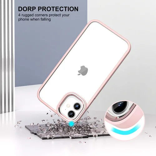 Vista 5 de ULAK Funda transparente para iPhone 12/iPhone 12 Pro, híbrida protectora delgada, transparente, antiarañazos, absorción de golpes, funda protectora