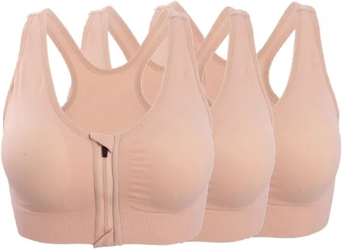 Vista 50 de Brasier deportivo o para yoga con cierre frontal de ganchos y cremallera para mujer