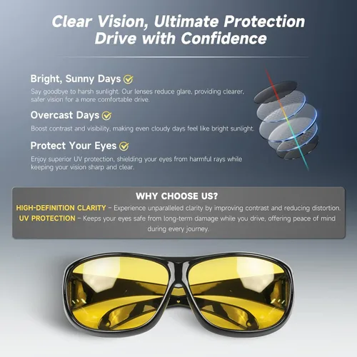 Vista 5 de Lentes polarizados de conducción nocturna para hombres y mujeres, lentes amarillas antirreflejos, UV400, niebla de lluvia y atardecer