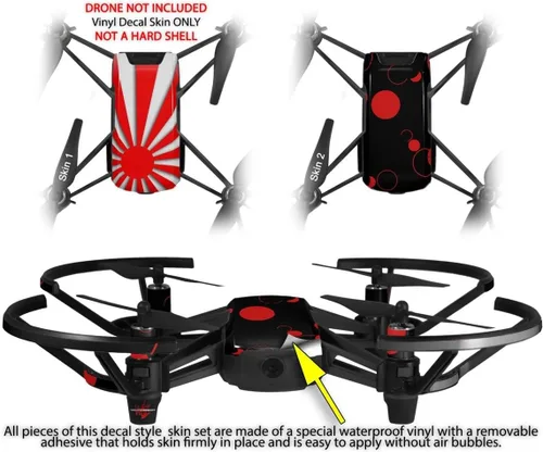 Vista 2 de Skin Wrap 2 Pack para DJI Ryze Tello Drone sol Naciente japonés bandera rojo Drone No Incluidas