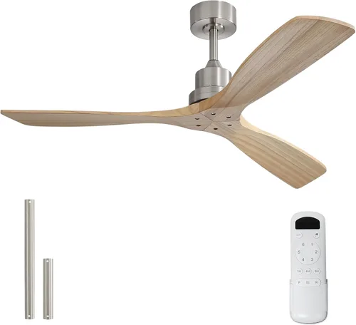 Vista 11 de Sofucor - Ventilador de techo de 52 pulgadas sin luces, moderno, de madera maciza, con control remoto, 5000 CFM de alto flujo de aire, motor CC