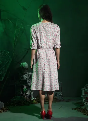 Vista 8 de Spadehill Halloween Costume for Women Pink Floral Dress Cosplay Party Dress
