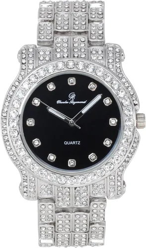 Vista 80 de Charles Raymond Bling-ed Out Ultimate Hip Hop Royalty Reloj para hombre con número romano de fácil lectura o indicadores de tiempo de diamantes