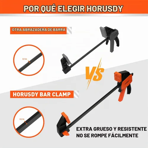 Vista 2 de HORUSDY Abrazaderas de mini barra de 6 pulgadas para carpintería, paquete de 2 abrazaderas F de liberación rápida, operación con una mano, límite