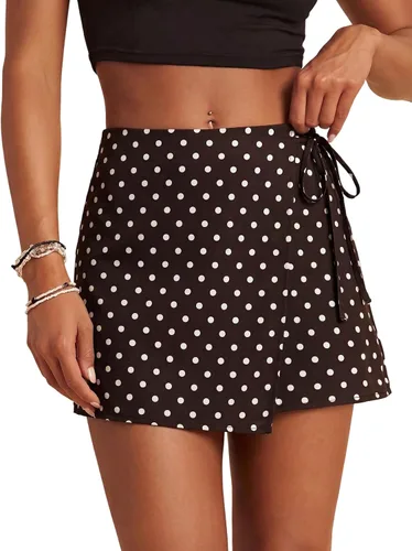 Vista 10 de SweatyRocks Mini faldas bohemias para mujer, pantalones cortos florales con Negro