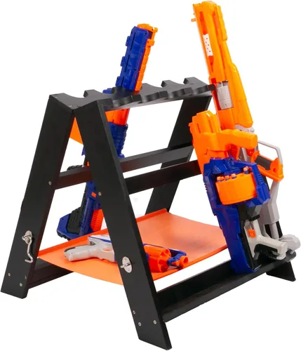 Vista 9 de Play Platoon Estante de almacenamiento para pistola Nerf - Organizador de tablero de clavijas de pared de 6 pistolas Includes 20 Storage Pegs