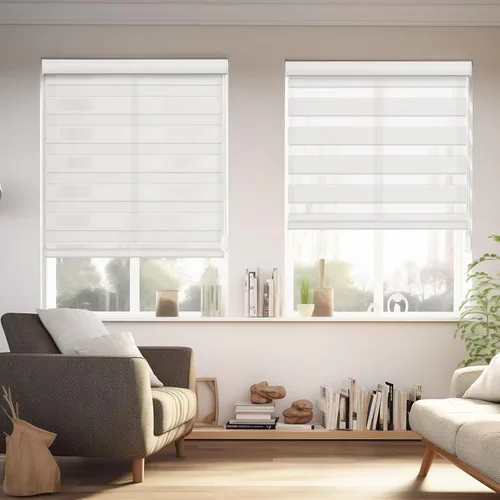 Vista 17 de Persianas de cebra Changshade para ventanas interiores con filtro de luz, persianas de cebra con cordón para puertas corredizas de vidrio