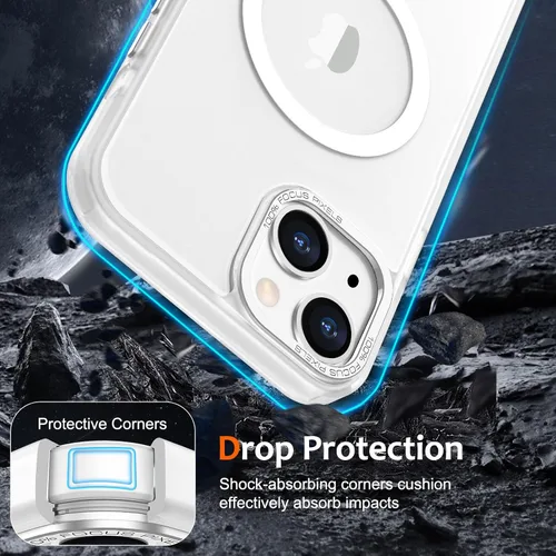 Vista 701 de Anuck - Funda magnética para iPhone 11 compatible con MagSafe, carcasa trasera mate translúcida dura, borde de TPU, delgada, resistente a impactos