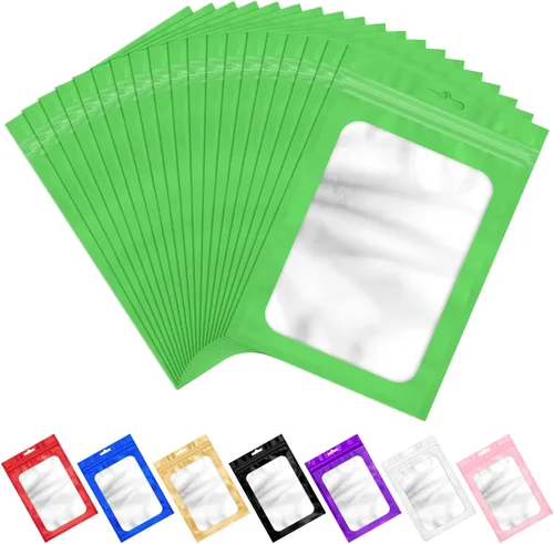 Vista 10 de ANZNKU 100 bolsas de Mylar rosa, resellables, a prueba de olores, bolsa