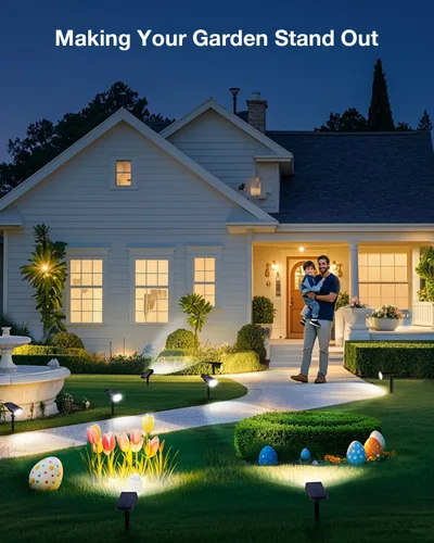 Vista 9 de Foco Solar para Exteriores Impermeable Iluminación LED de Acento para Paisaje para Patio, Árbol, Plantas, Paredes, Sendero, Jardín, Estatuas, Brillo