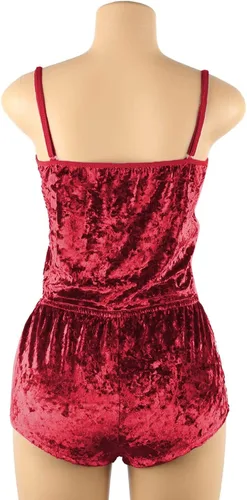 Vista 4 de Lencería sexy con tirantes delgados para mujer, lencería sexy de terciopelo, camisola con lazo, conjunto de brasier y ropa interior traviesa