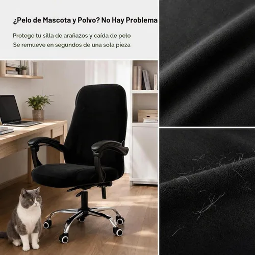 Vista 2 de Fundas para Sillas de Oficina de Computadora Elásticas Universales para Sillas Giratorias de Escritorio SOLO Fundas para Sillas (Negro, Mediano)