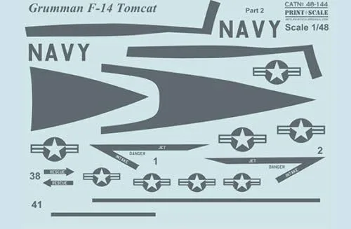 Vista 3 de Print Scale 48-144 - 1/48 F-14 Tomcat Parte 2 El juego completo de 2 hojas, calcomanía húmeda