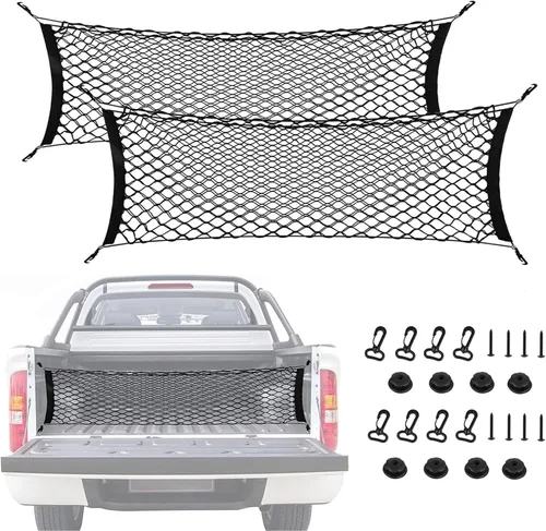 Vista 8 de 2 redes de carga para camioneta para camioneta, 52 a 66 pulgadas, organizador de almacenamiento de carga, red de malla, accesorios para Ford F150