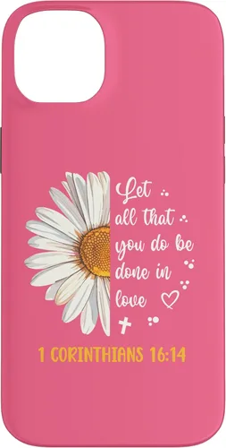 Vista 15 de Linda Daisy 1 Corinthians 16:14 Love Bible Verse for Women Case for iPhone 17