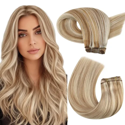 Vista 38 de Moresoo Extensiones de cabello humano real para coser, color negro natural