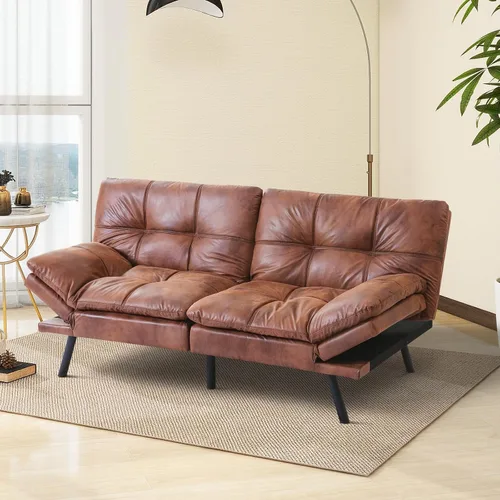 Vista 5 de Sofá cama de futón convertible, sofá futón de espuma viscoelástica, sofá cama tipo futón, sofá cama pequeño moderno con respaldo dividido para sala