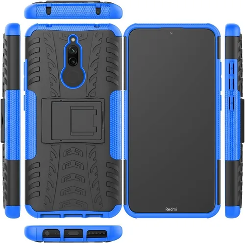 Vista 4 de Asuwish Funda de teléfono para Xiaomi Redmi 8A Redme 8 con protector de pantalla de vidrio templado y soporte delgado híbrido resistente resistente