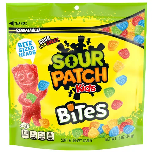 Vista 5 de SOUR PATCH KIDS Bites Soft & Chewy Candy, caramelos a granel, 12 bolsas de 12 oz