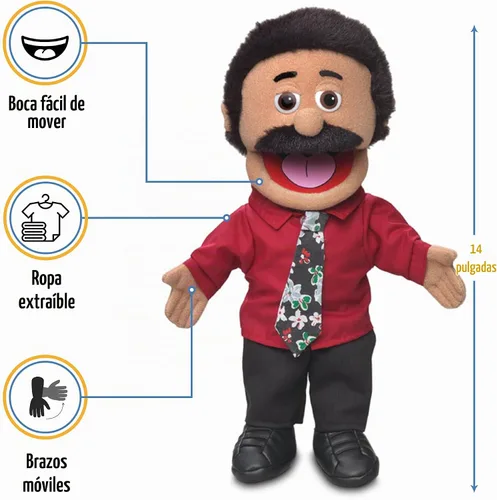 Vista 2 de 14" Carlos, papá hispano/hombre de negocios, marioneta de mano