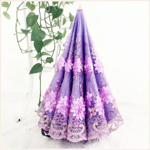 Vista 152 de Honeystore Sombrilla bordada con flor 3D plegable UV con encaje clásico