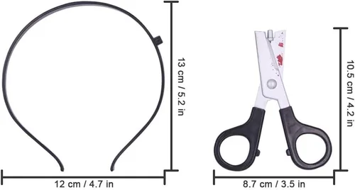Vista 3 de Halloween Knife Scissors Syringe Headband Costume Accessory Bloody Cleaver Headband Funny Headwear Through Head