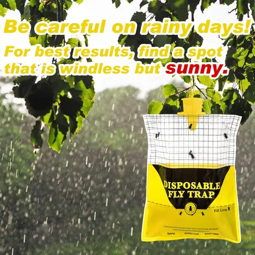 Vista 8 de Trampas para moscas al aire libre para patio, 6 bolsas grandes desechables, atrapamoscas de rancho