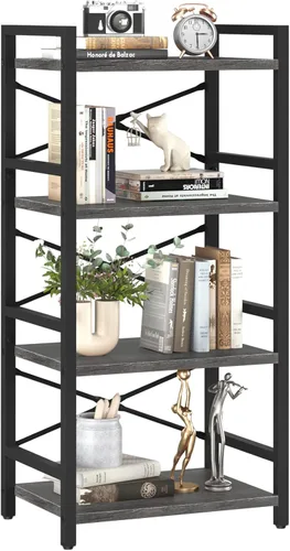 Vista 10 de Estantería de 4 niveles, estantería pequeña para libros, estantería con café baya.