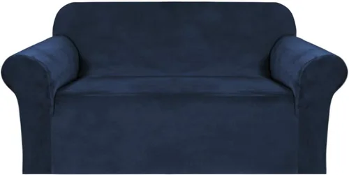 Vista 39 de H.VERSAILTEX Fundas de terciopelo elástico para sofá de dos plazas, fundas para sofá de 2 cojines para sala de estar, fundas deslizables con correas