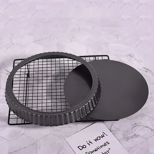 Vista 7 de Sartén para tartas, plato antiadherente de 13 pulgadas para hornear con parte inferior extraíble redonda antiadherente para quiche, lado acanalado