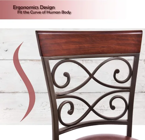 Vista 5 de GLACER Juego de 2 taburetes de bar, estilo retro, de altura de barra giratoria de 360 grados con asiento acolchado de cuero, cómoda silla de metal